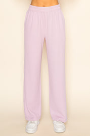The Greii Lavender Soft Ribbed Straight-Leg Knit Pants 30a