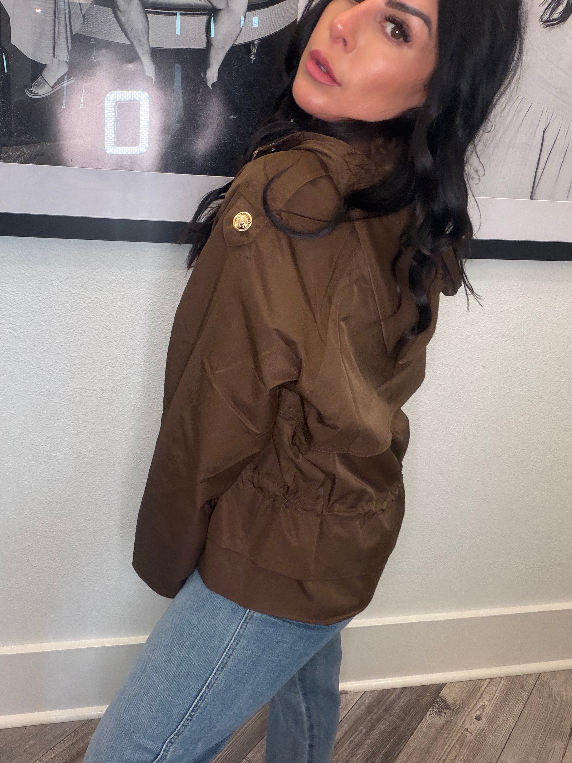 Luxe Brown and Gold Button Jacket