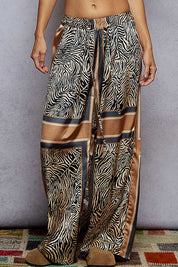 POL Tan and Navy Zebra Joggers