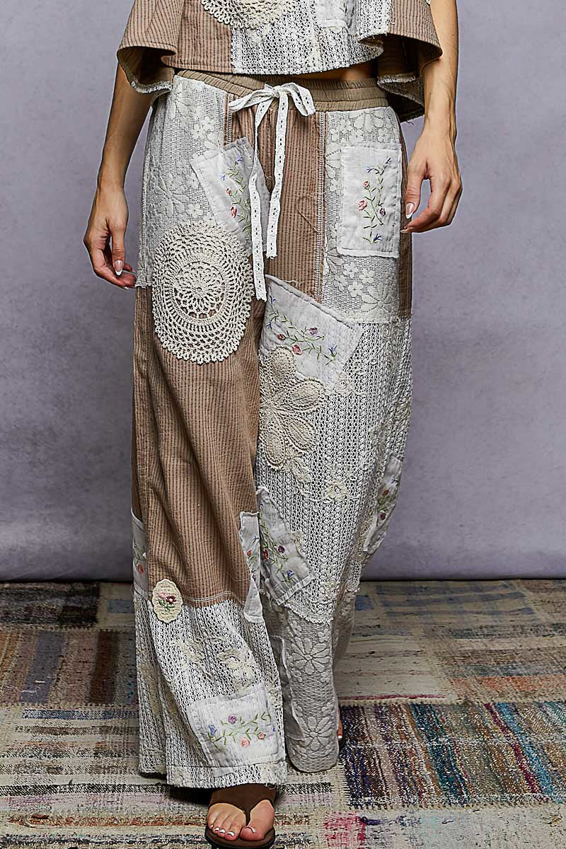 POL Patchwork Drawstring Joggers