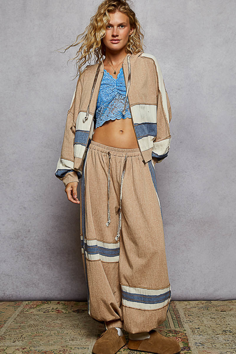 POL Latte Lightweight Zip Up Jacket