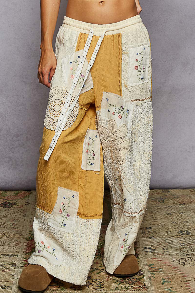POL Patchwork Drawstring Joggers