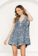 Chic Denim and Floral Romper