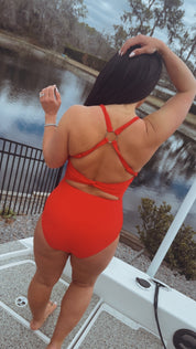 Chic and Classy Red One Piece Tummy Control Bathing Suit