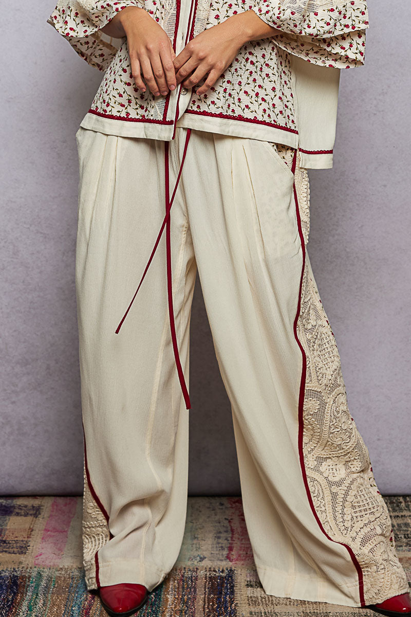 POL Cream and Lace Pants