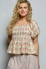 POL Floral Smocked Bust Blouse