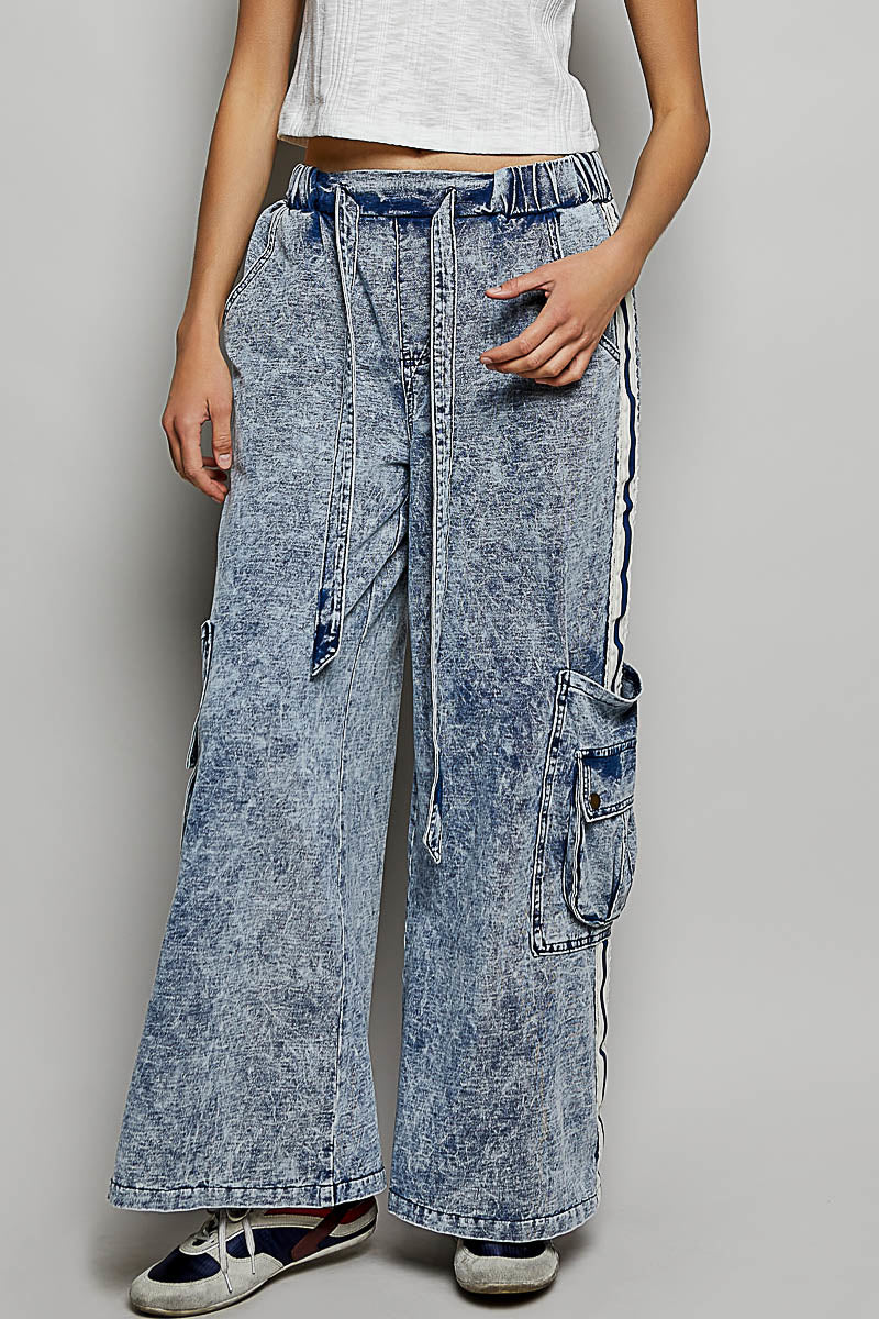 POL Denim Dual Cargo Terry Pants