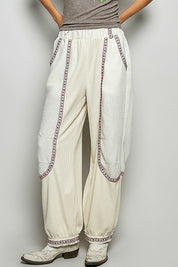 Pol Natural And Embroidered Floral Jogger  30a