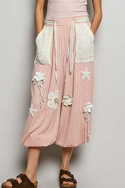POL Blush And White Loose Fit Pants
