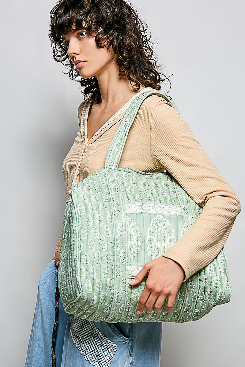 POL Sage Quilted Cotton Tote