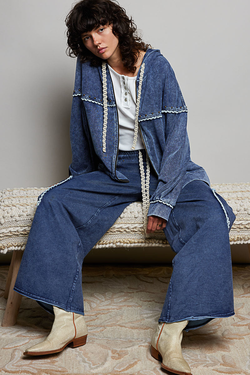 POL Denim and Cream Hoodie