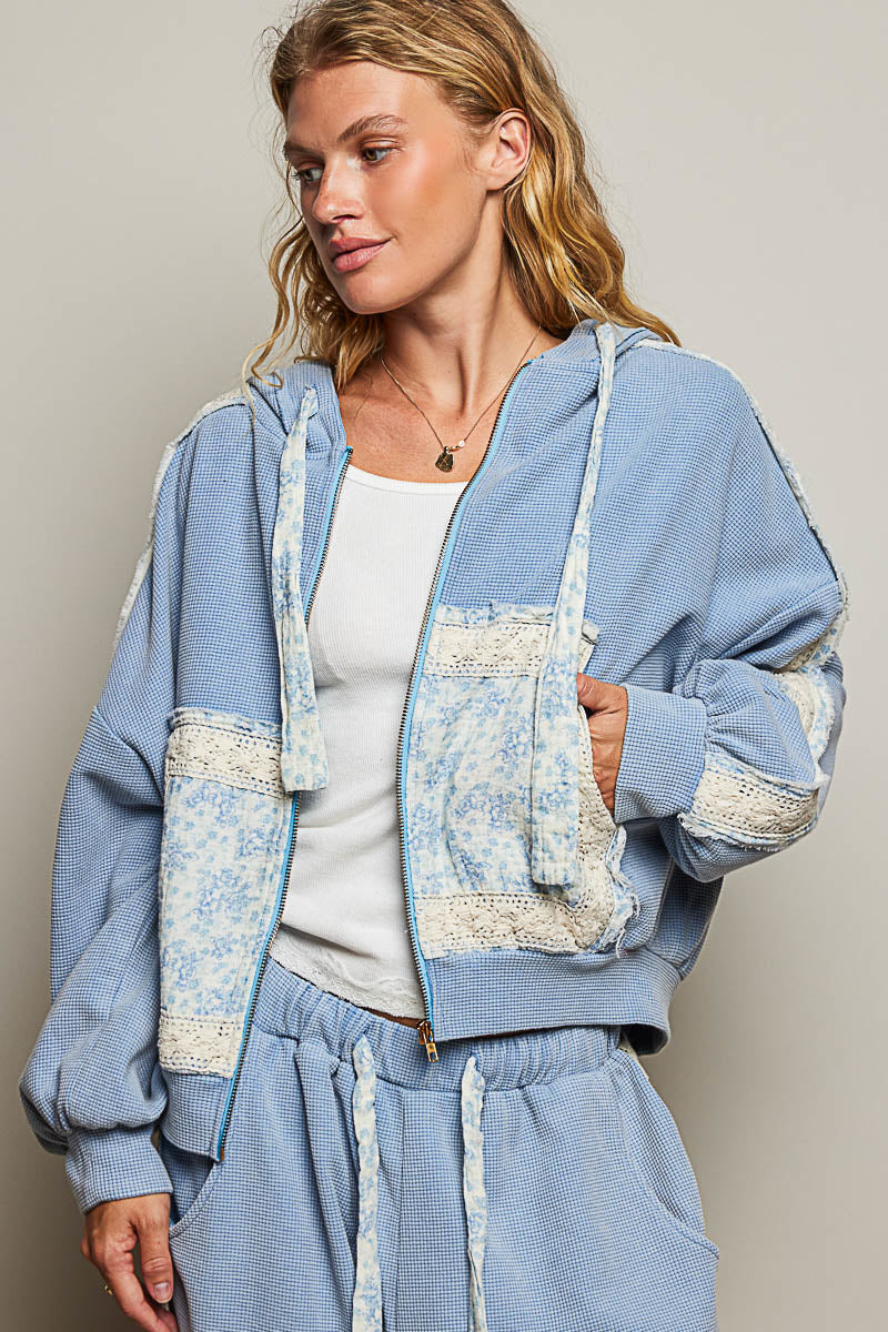 POL Powdere Blue Zip Up Hoodie Jacket