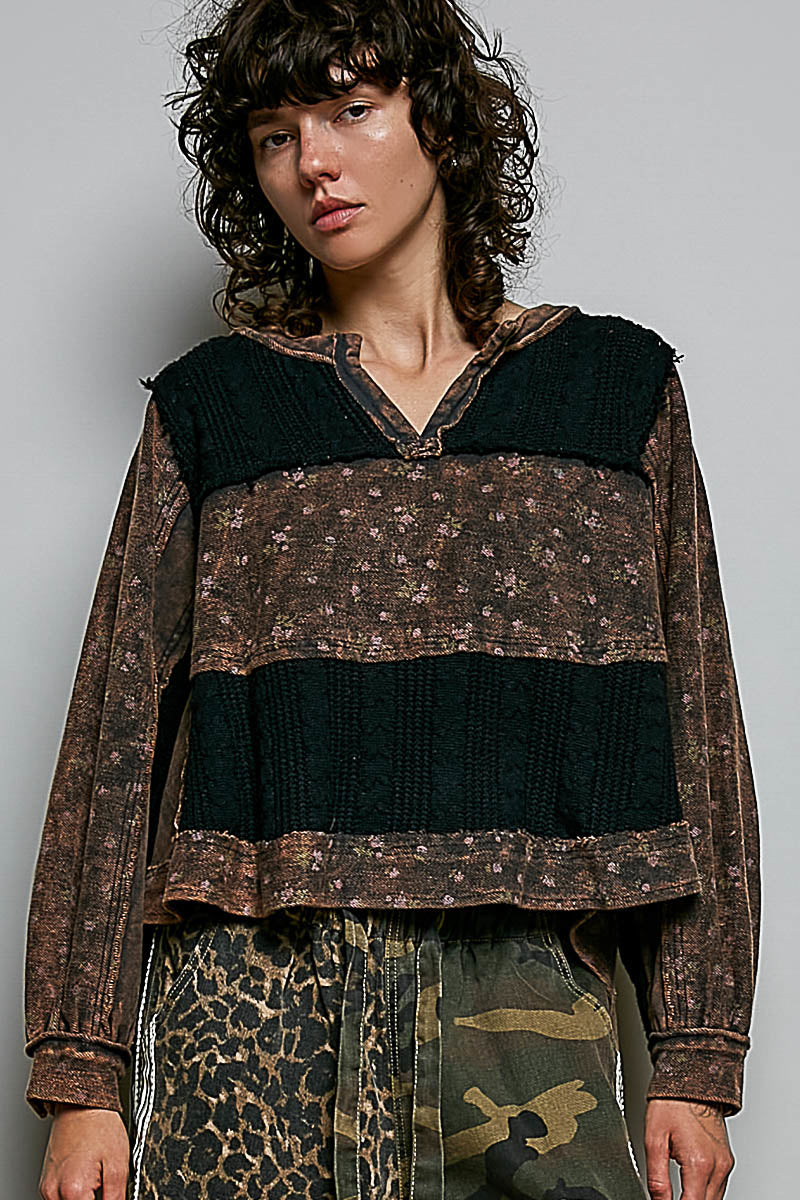 POL Black and Multi Floral Sweater