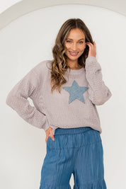 STAR DESIGN KNIT SWEATER