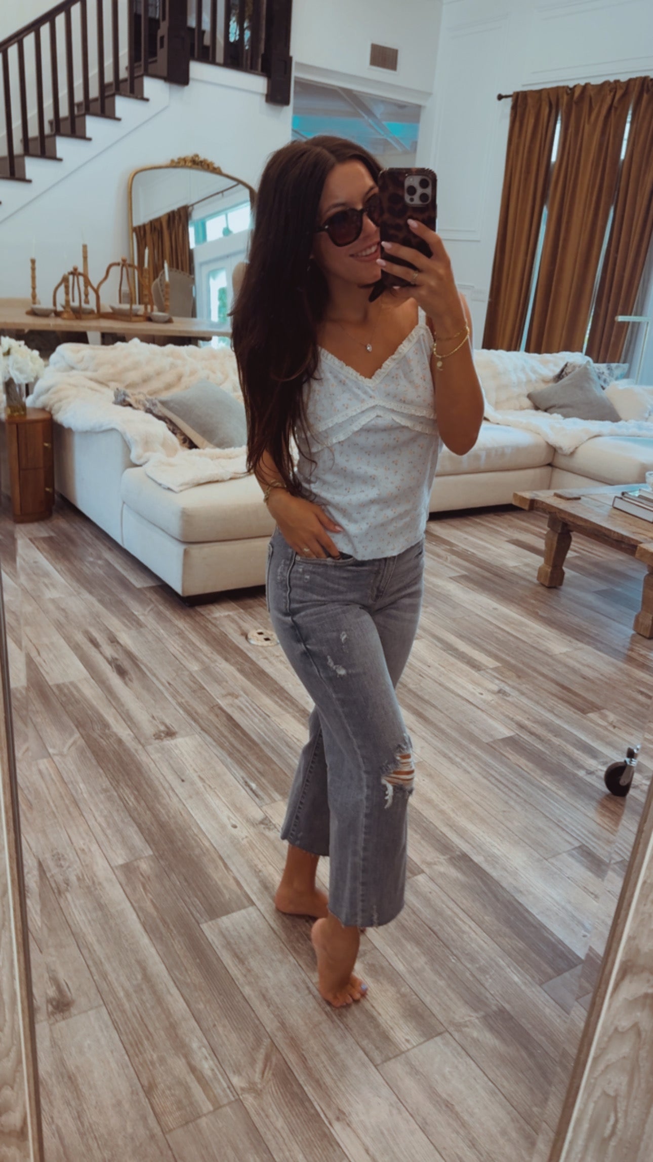 Judy Blue High waist Destroy Crop Wide Leg Jeans