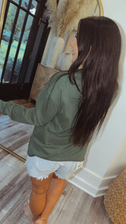 Ultra Soft Forest Green Vneck Pullover
