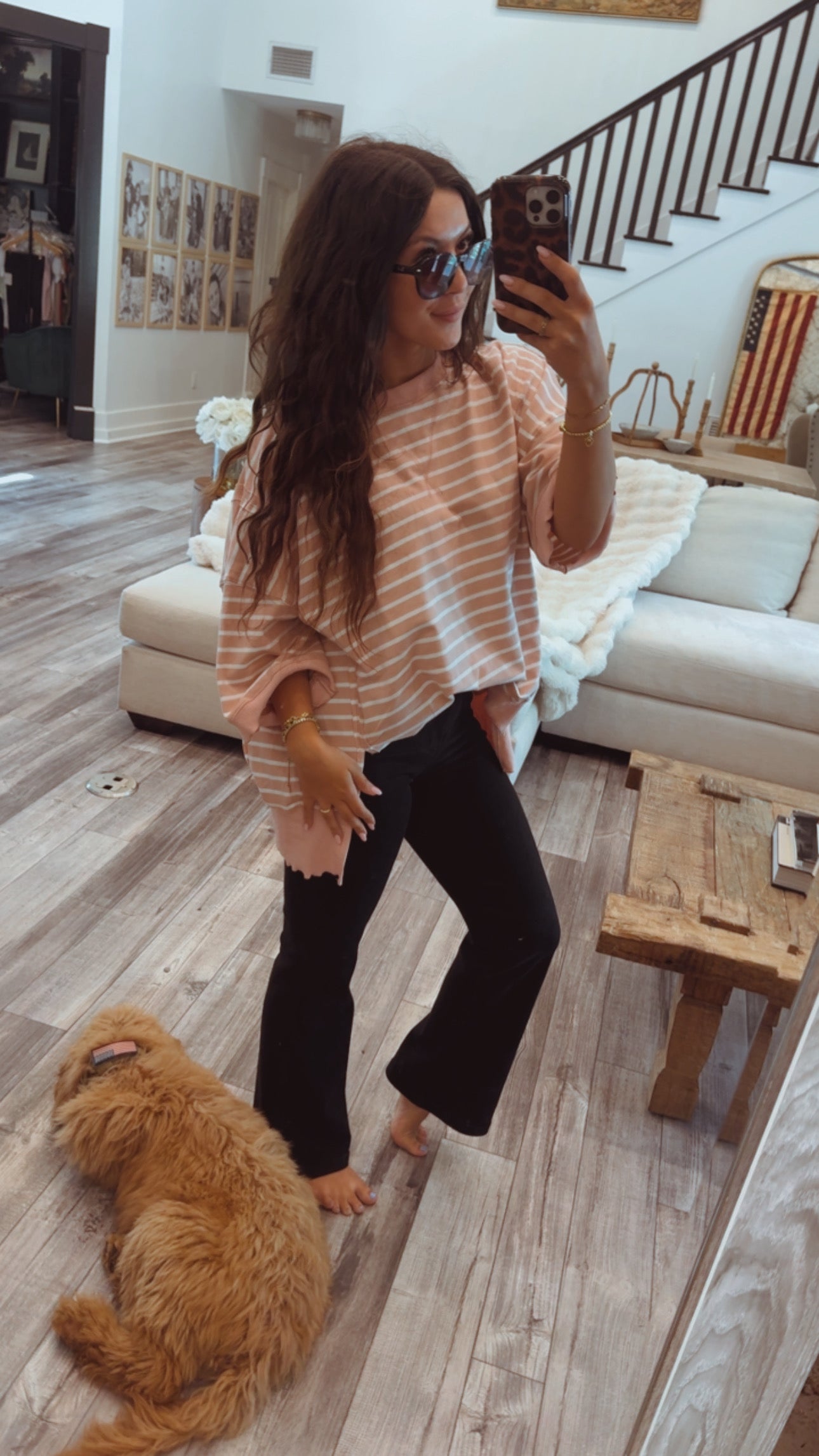 Pink And White Stripe Lightweight Loose Fit Sweater