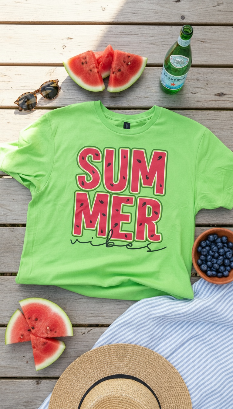 Summer Vibes Watermelon Cropped Graphic Top