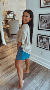 Soft Lightweight Blue Ribbed Shorts