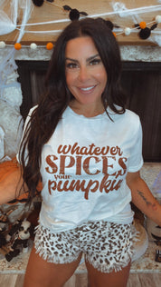Ultra Soft White Graphic Top Whatever Spices Your Pumpkin