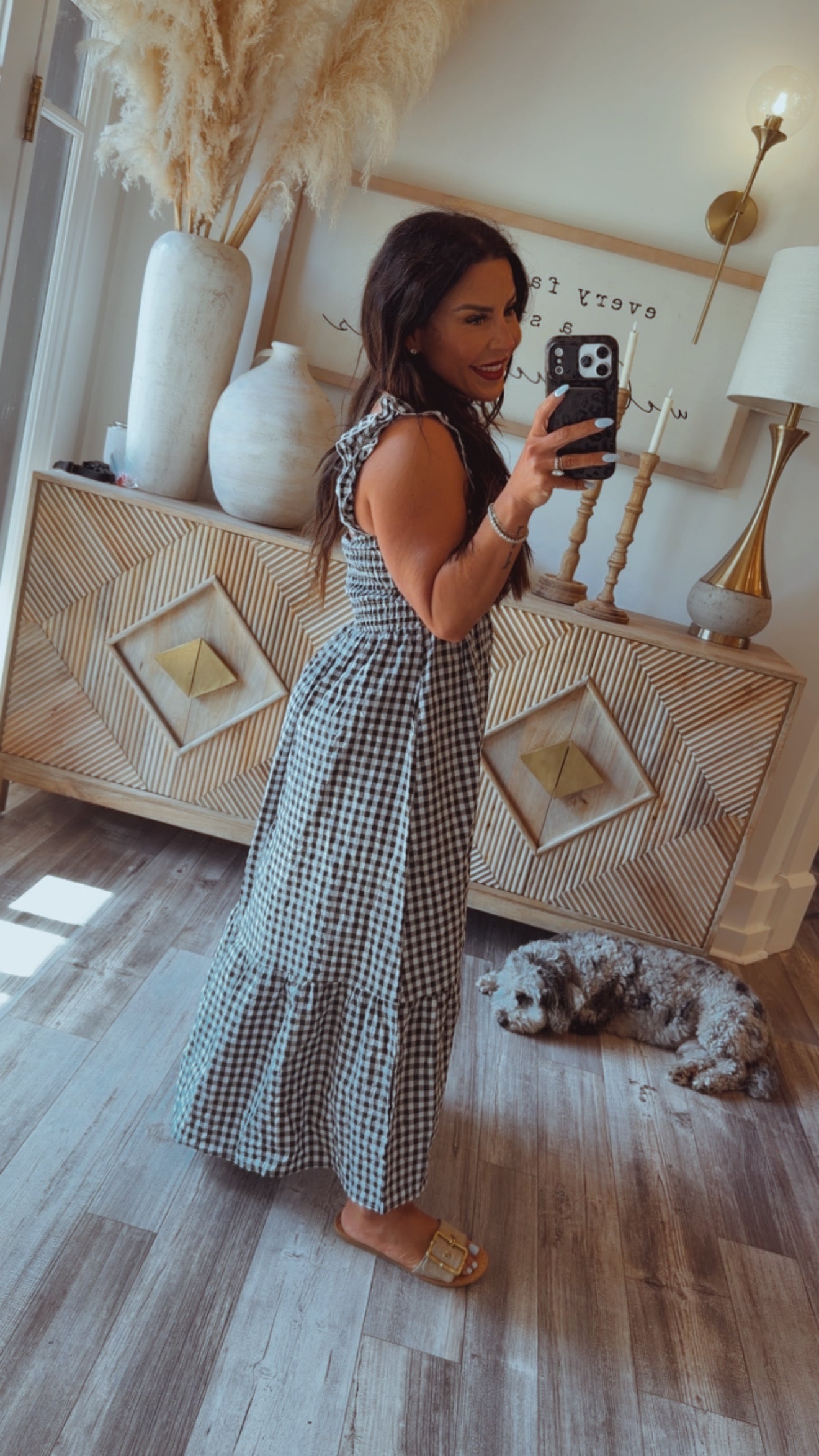 Black and White Gingham Maxi Dress