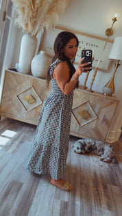 Black and White Gingham Maxi Dress