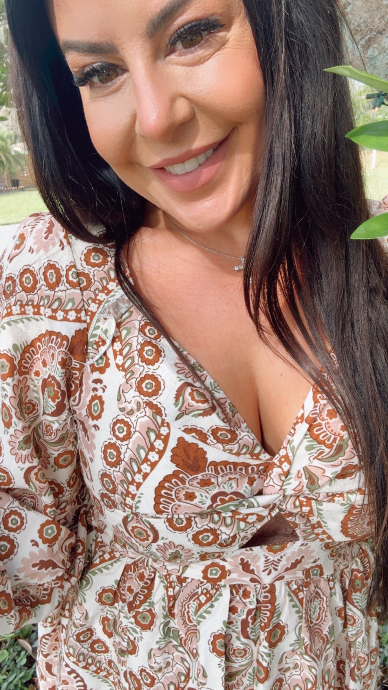 Brown Multi Floral Maxi Long Sleeve Cozy Co Dress