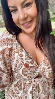 Brown Multi Floral Maxi Long Sleeve Cozy Co Dress