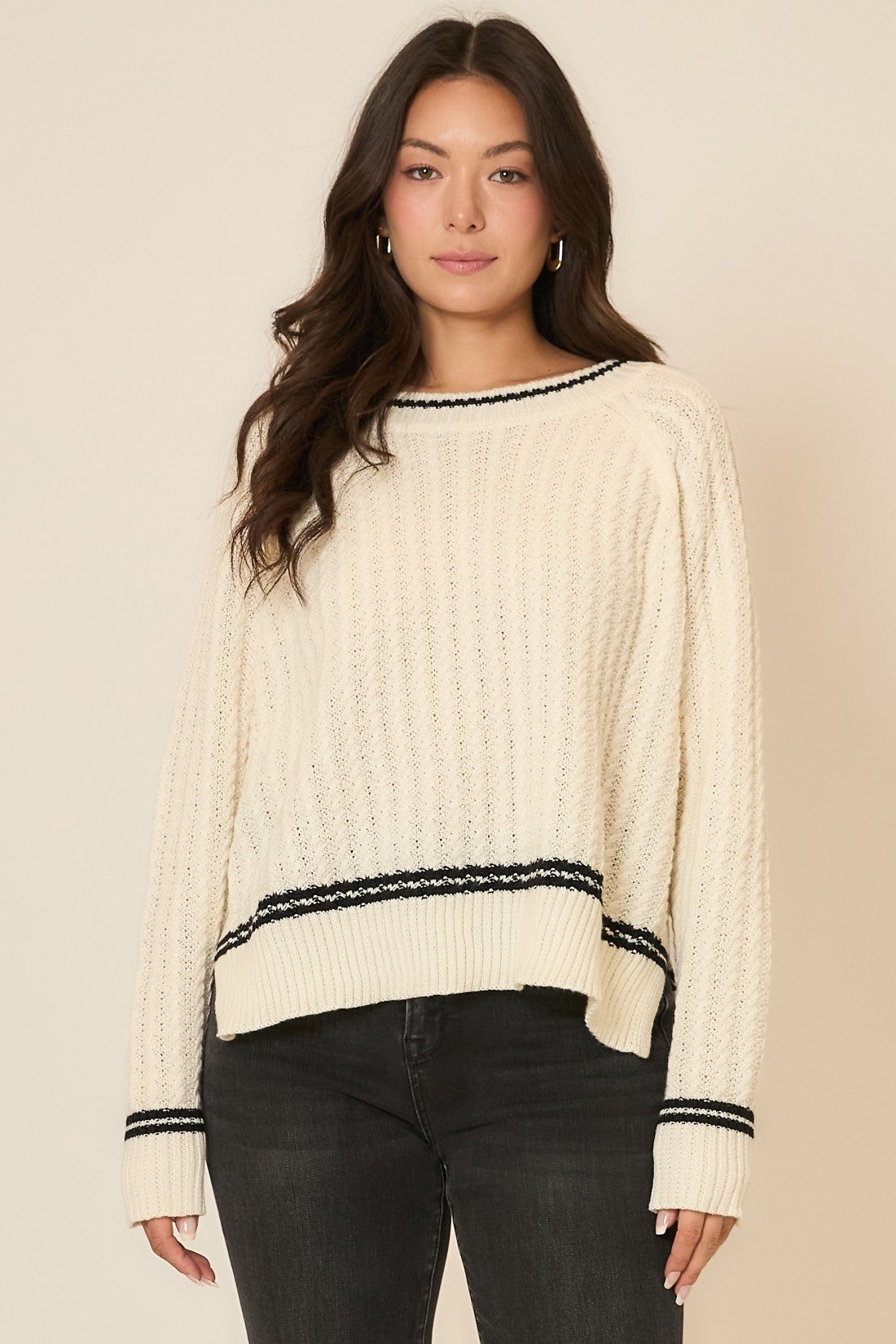 Cozy co Black and white Oversized Knit Sweater