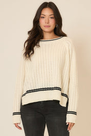 Cozy co Black and white Oversized Knit Sweater