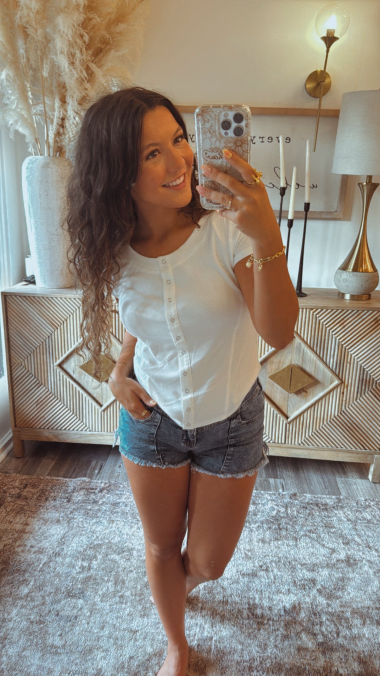 Distressed Hem Acid Wash High Waist Jean Shorts