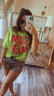 Summer Vibes Watermelon Cropped Graphic Top