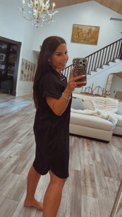 Heaven Soft Black 1/4 Zip Dress
