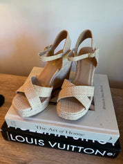 Gold and Natural Strap Wedges