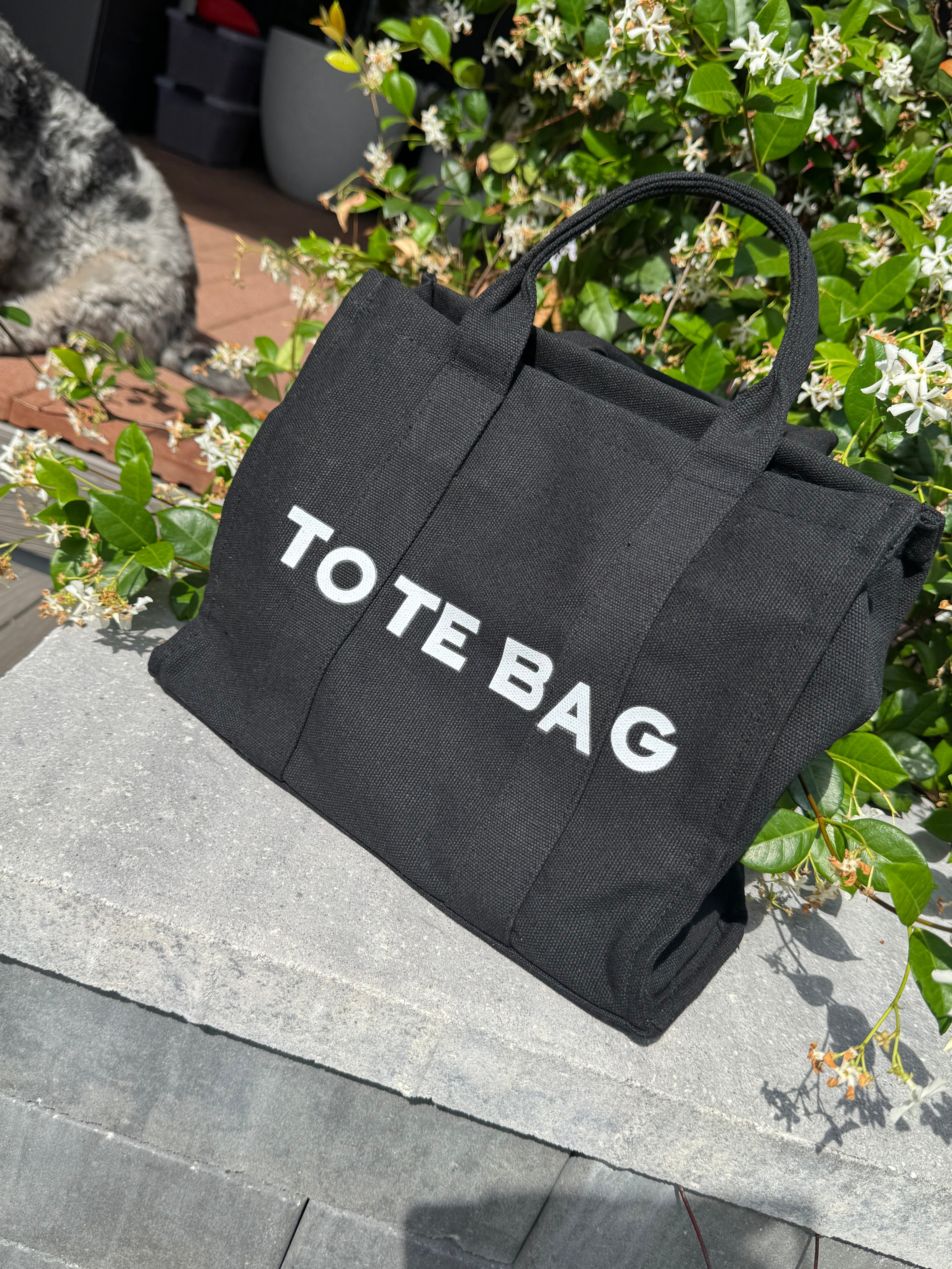 Black and White Large Shoulder The Tote Canvas Bag