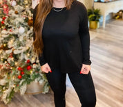 Ultra Soft Long Sleeve Lightweight Sweater Top Black