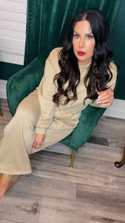 Taupe and Silver Studded Crewneck and Jogger Set