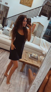 Lightweight Black Tank Romper Dress