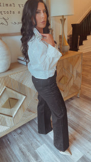 “After Dark” Black Studded Sparkle Jeans