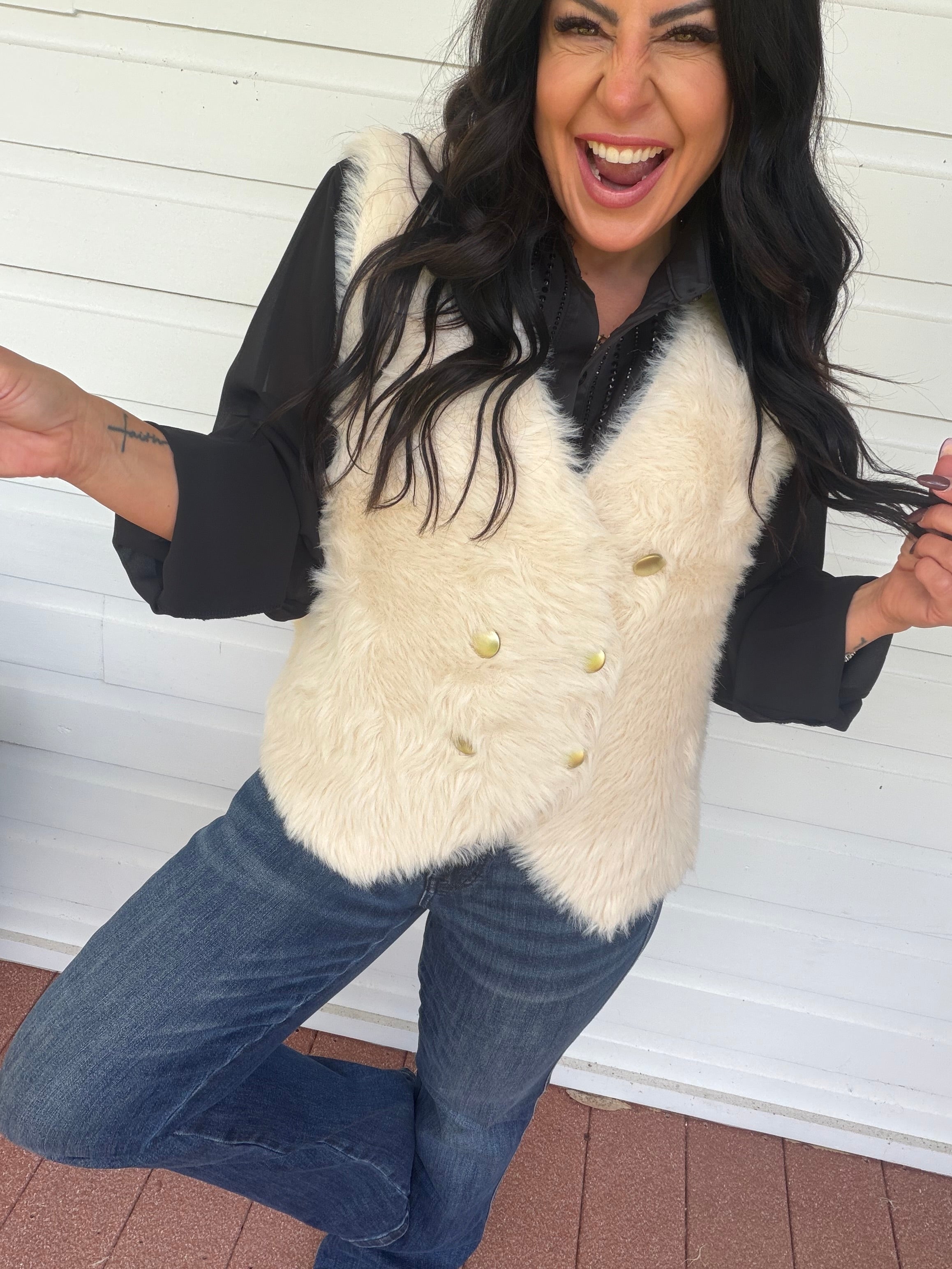 Cream Crush Faux Fur Vest