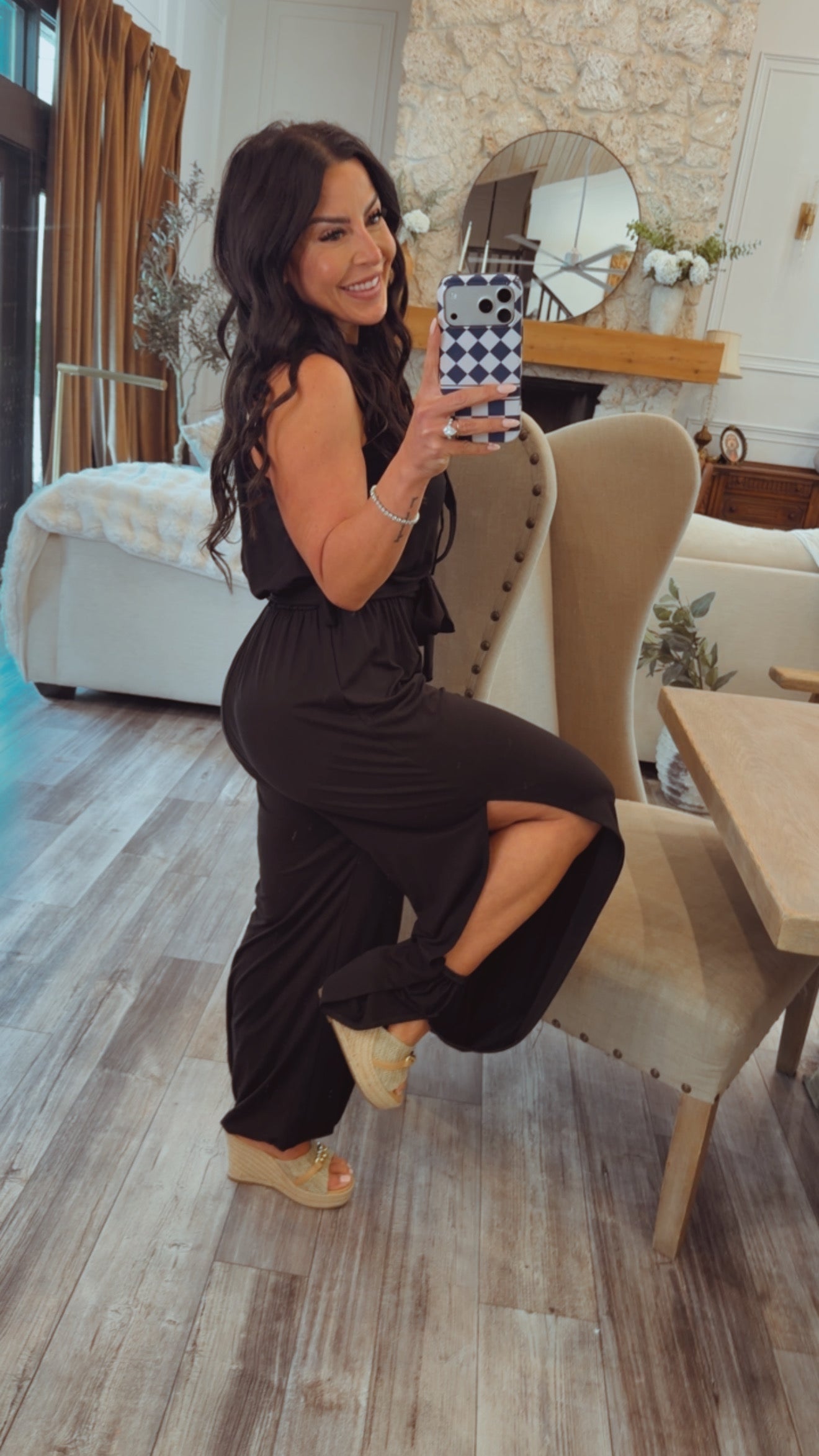 Chic Black Keyhole Jumpsuit