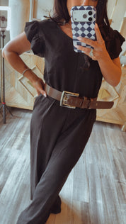 Diva Brown And Silver Buckle Belt