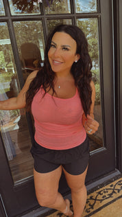 Black High Waist Nylon Shorts