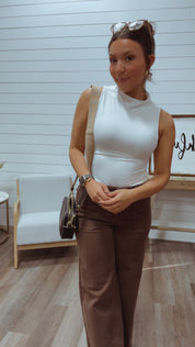 Heaven soft White High Neck Bodysuit