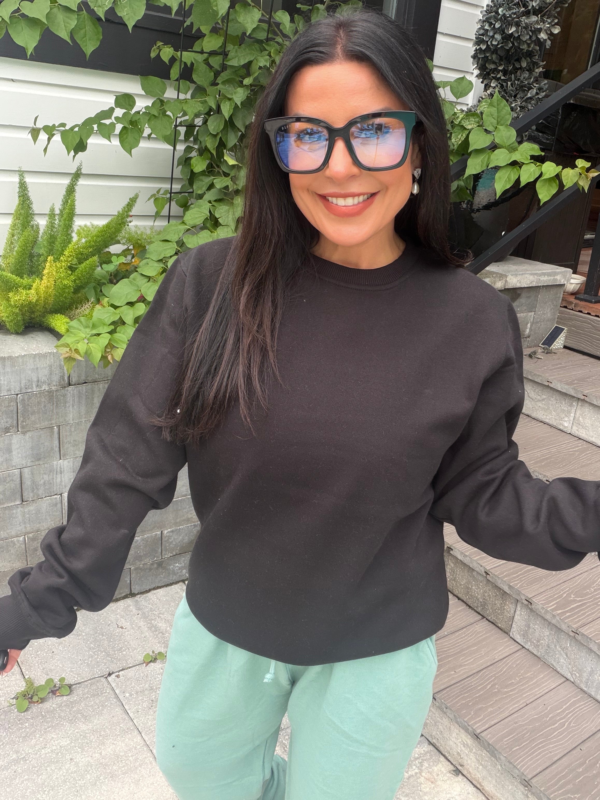 Ultra Soft Black Long Sleeve Crewneck