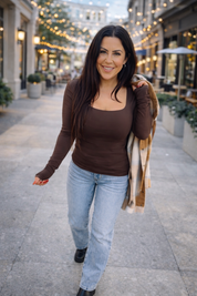 Espresso Butter Soft Square Neck Long Sleeve Top
