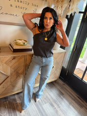 Straight Leg Pearl Embellished Jeans