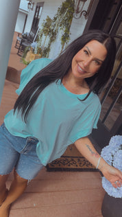 Light Blue Ultra Soft Open Cross back Rae Mode Top