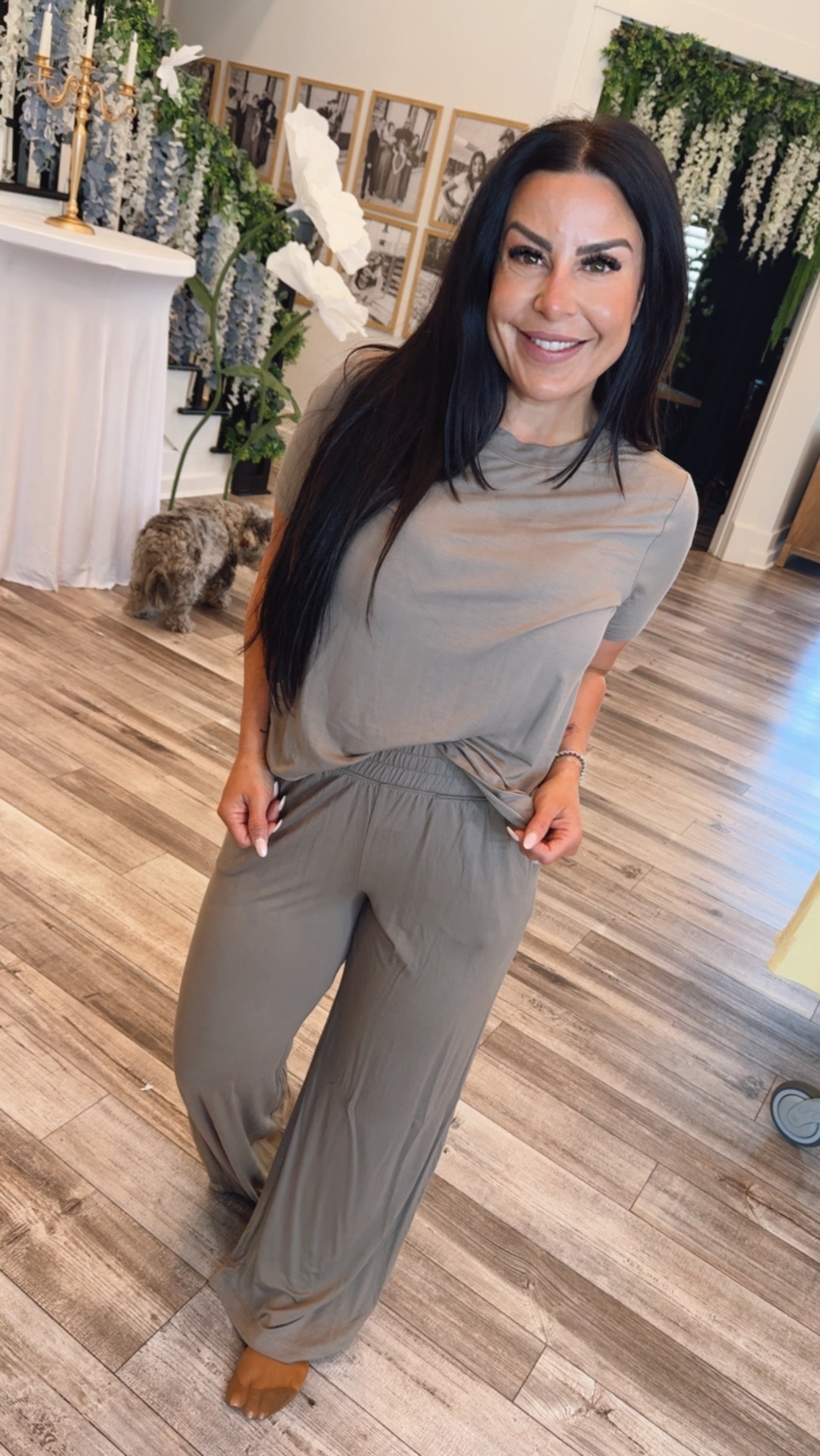 “The Autumn” Ultra Soft Gray flowy Raemode Pants
