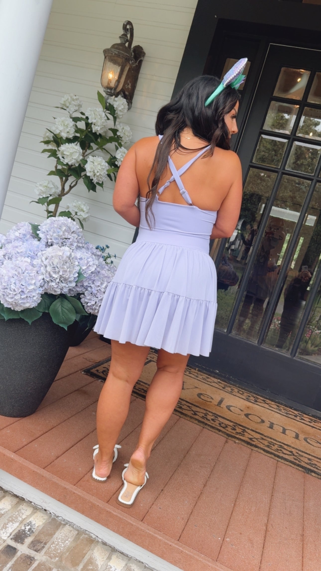 Sassy Lavender Twirl Athletic Dress With Shorts and pocket